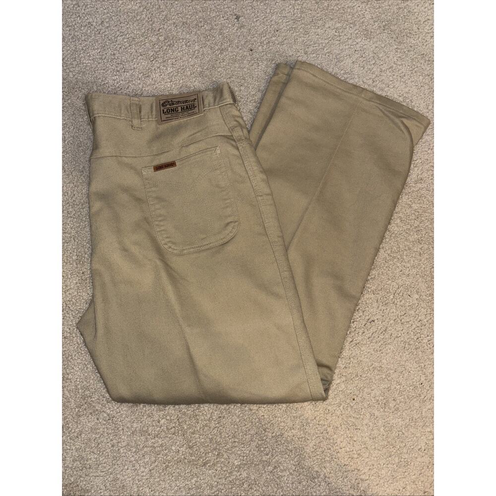Vintage Men’s Long Haul Jeans Khaki 42x32 Made In USA Soft Comfy Excellent